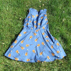 sugar hill boutique mariachi guitar skater dress size 12 (w3399)